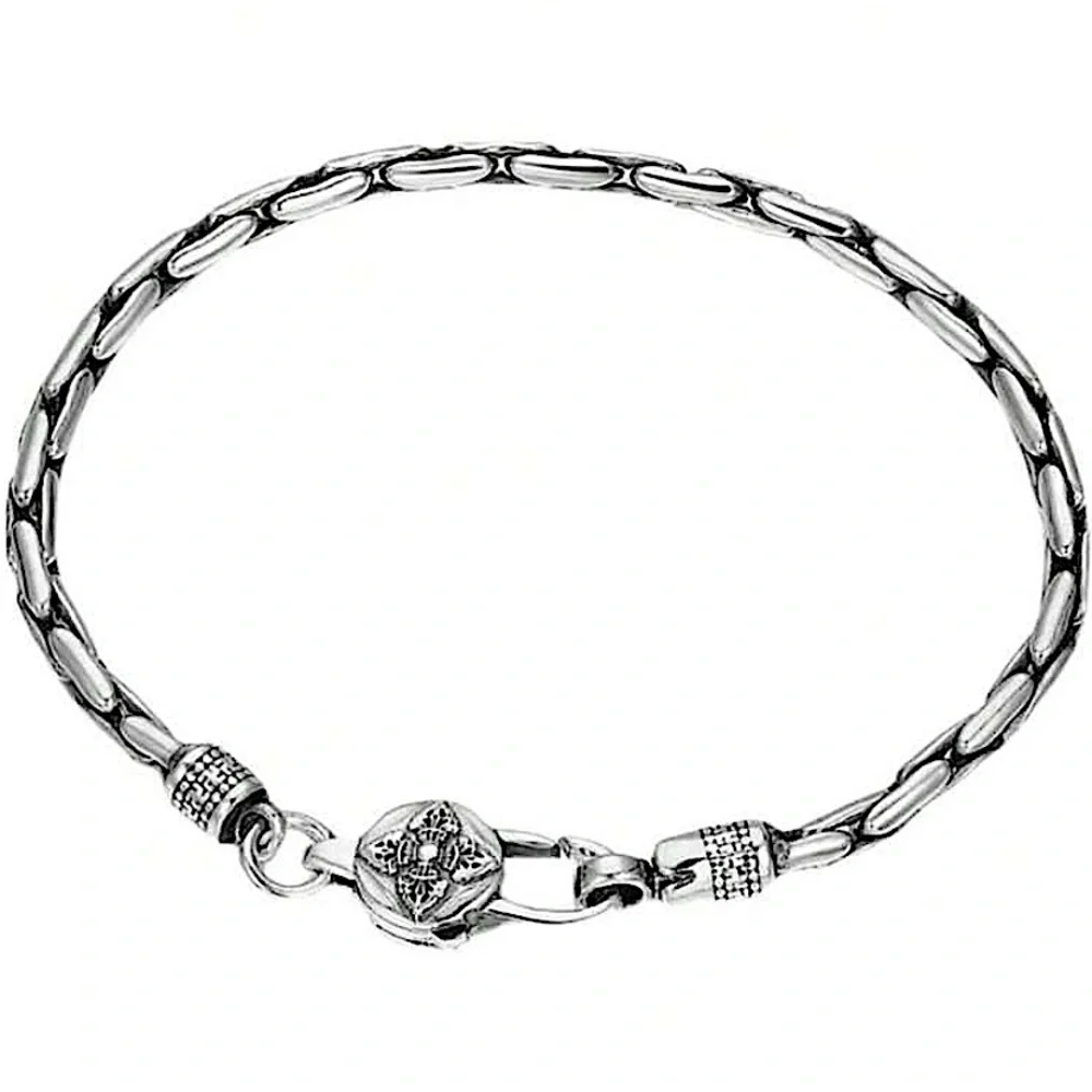 Stainless Steel Chain Link Bracelet, Mantra, Curb Hand Woven Engraved